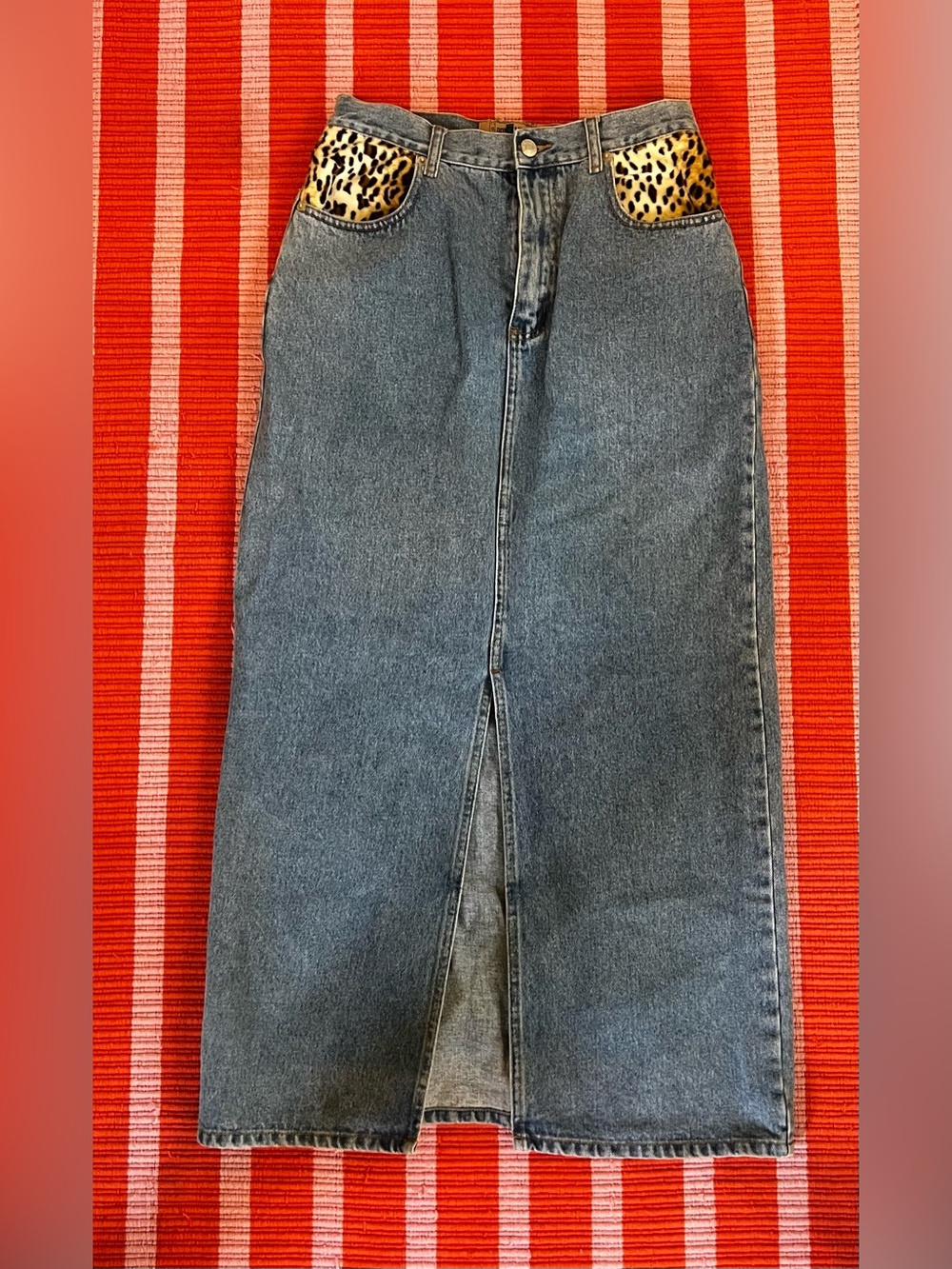Y2K Cheetah Detailed Denim Long Skirt
